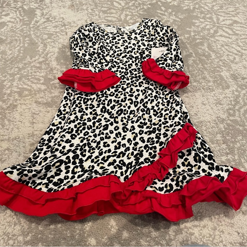 Rare Editions Size 6 Red Ruffle Leopard Girls Dress New w/ tags Best condition